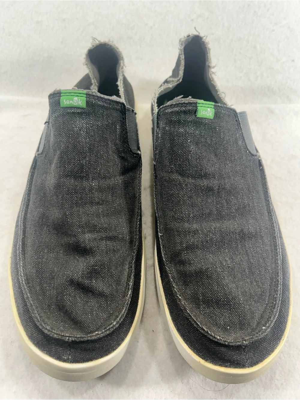 Sanuk Men’s Grey Canvas Slip-On Sidewalk Surfer Shoes Size 12